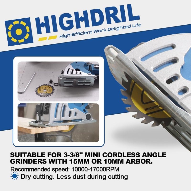 HIGHDRIL TCT Wood Blade 3" 75mm x Arbor 3/8" 10mm - 4pcs Angle Grinder Cutting Disc for Cutting Wood Plywood Chipboard Multilayer Panels - Image 5